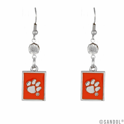 Square Dangle Earrings Clemson University Tigers