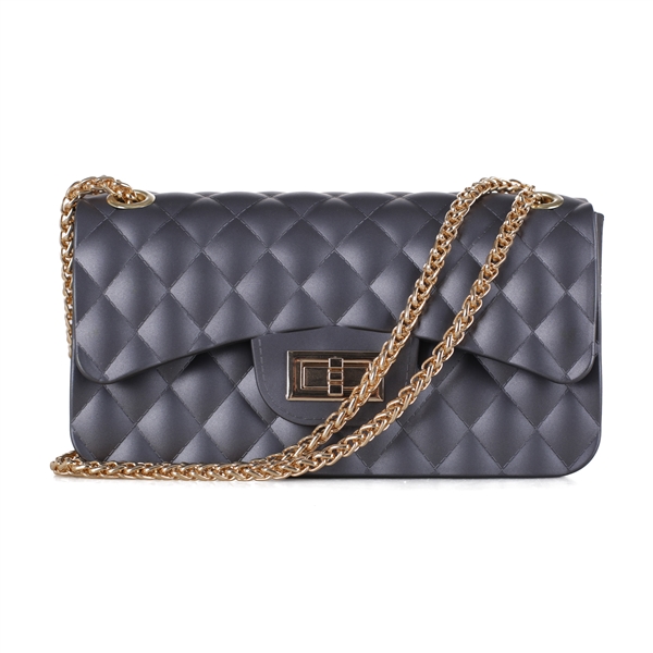 Women's Cute & Gorgeous Gray Faux Rubber Diamond Quilted Crossbody